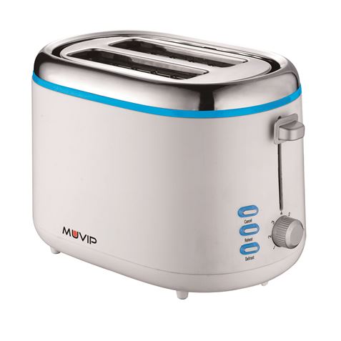 Muvip Design Toaster à Pain 850W - Capacité pour 2 Tranches - 7 Niveaux de Brunissage - Fonction Warm, Defrost et Reheat - Arrêt Automatique et Manuel