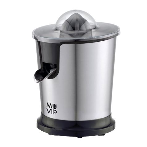 Muvip Extracteur de Jus Electrique Inox 300W - Corps et Filtre Inox - Système Anti-Goutte - 2 Tailles de Cônes