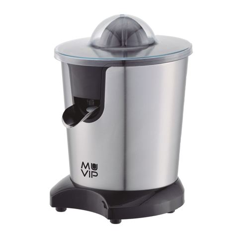 Muvip Extracteur de Jus Electrique Inox 600W - Corps et Filtre Inox - Système Anti-Goutte - 2 Tailles de Cônes