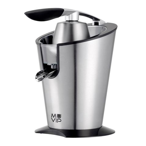 Muvip Extracteur de Jus Electrique Inox 600W - Corps, Poignée et Filtre Inox - Système Anti-Goutte - 2 Tailles de Cône