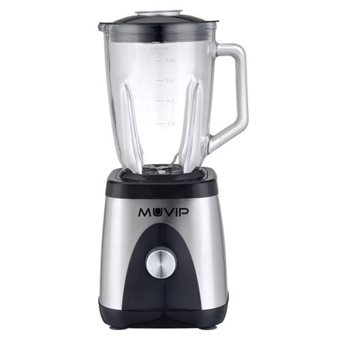 Muvip Glass Blender 1300W 1,5L - 2 Vitesses - Corps et Lames en Acier Inoxydable - Fonction Broyeur à Glace - Verrouillage de Sécurité