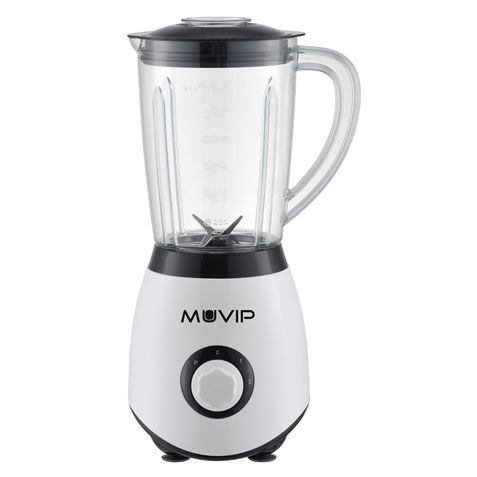 Muvip Glass Blender 1300W 1,5L - 2 Vitesses - Lames en Acier Inoxydable - Fonction Broyeur à Glace - Verrouillage de Sécurité