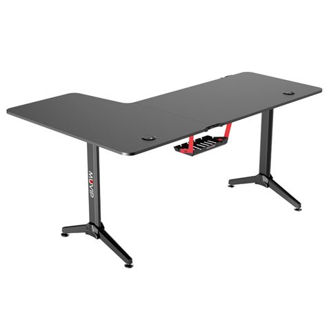Muvip PRO1300 Table de jeu droite en fibre de carbone L - Solide - Grande surface - Porte-gobelet - Crochet pour casque - Mesure 160x100x75cm - Couleur noire