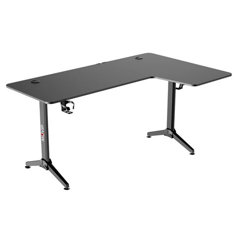 Muvip PRO1300 Table de jeu droite en fibre de carbone L - Solide - Grande surface - Porte-gobelet - Crochet pour casque - Mesure 160x100x75cm - Couleur noire