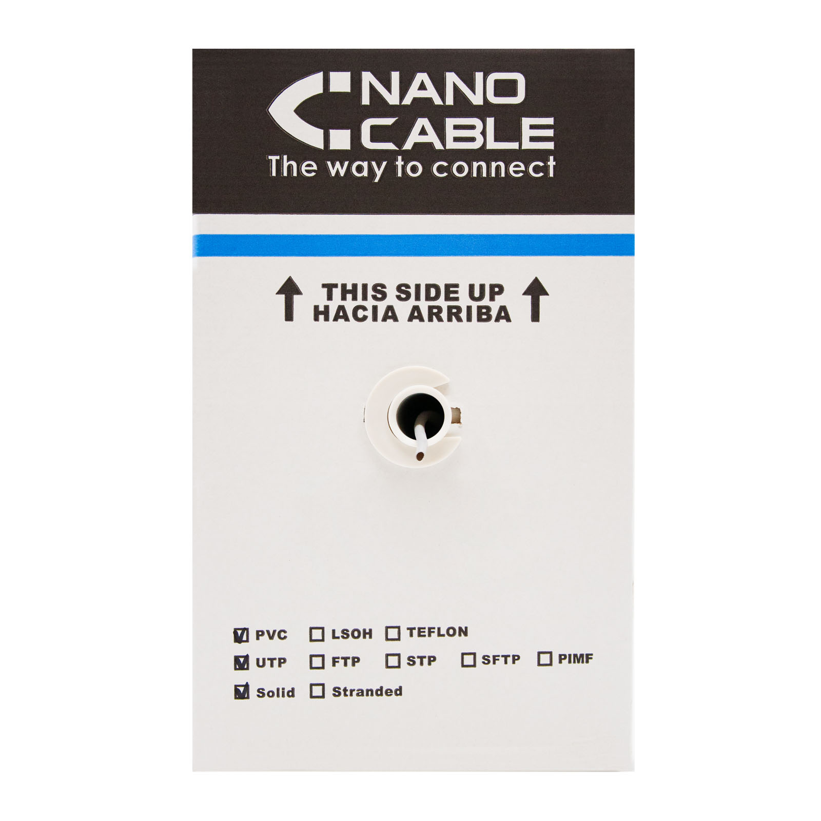 Nanocable Bobine De Câble Réseau Rigide Étanche Pour Extérieur RJ45 Cat.5e UTP AWG24 305m - Couleur Noire