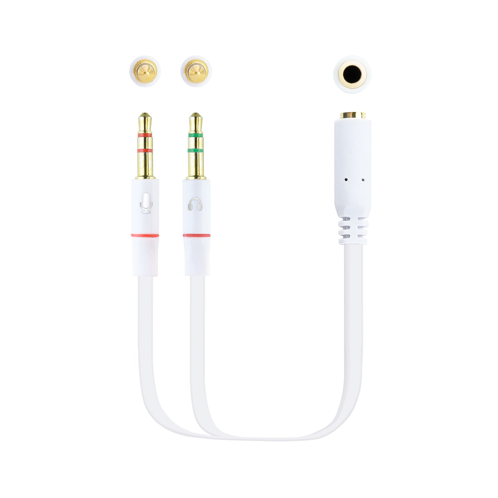 Nanocable Câble Adaptateur Audio Jack 3.5mm Femelle 4 Broches vers 2x Jack 3.5mm Mâle 3 Broches 0.20m - Couleur Blanche