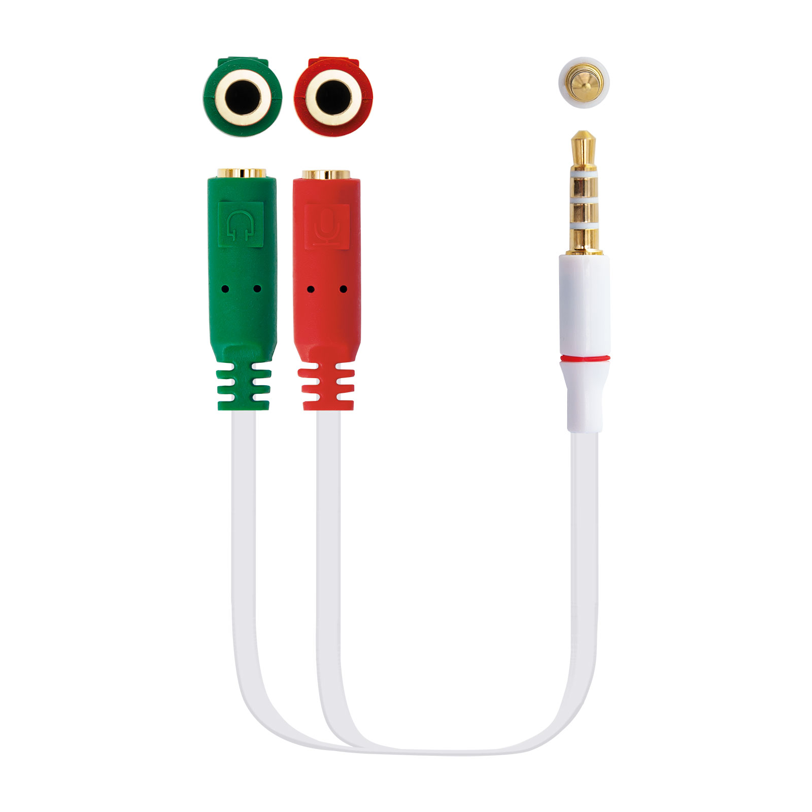 Nanocable Câble Adaptateur Audio Jack 3.5mm Mâle 4 Pins vers 2x Jack 3.5mm Femelle 3 Pins 0.20m - Couleur Blanche