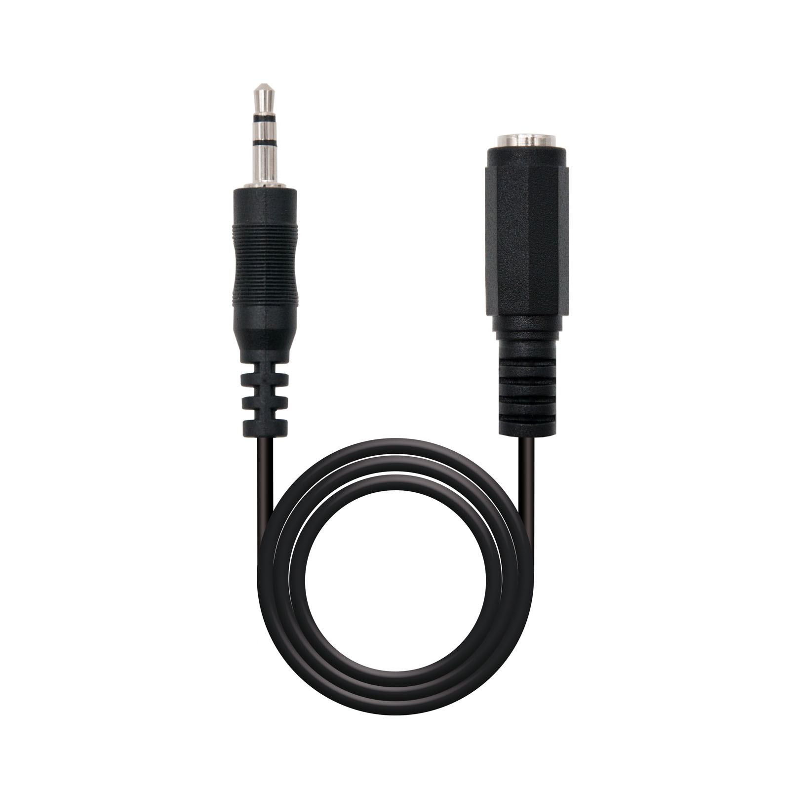 Nanocable Câble Audio Stéréo Jack 3.5mm Mâle vers Jack 3.5mm Femelle 1.50m - Couleur Noir
