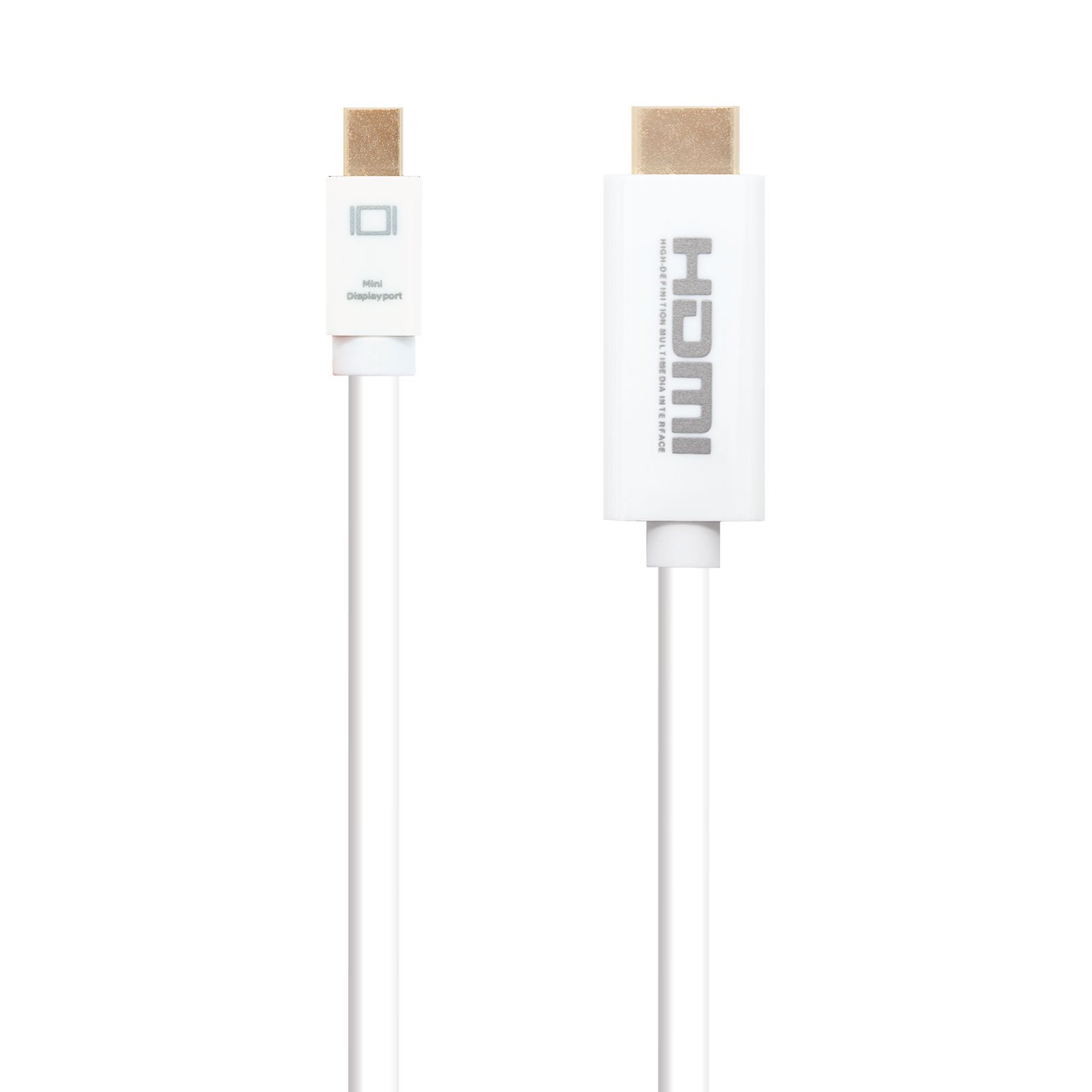 Nanocable Câble Convertisseur Mini DP Mâle vers HDMI v1.4 Mâle 2m - Couleur Blanche