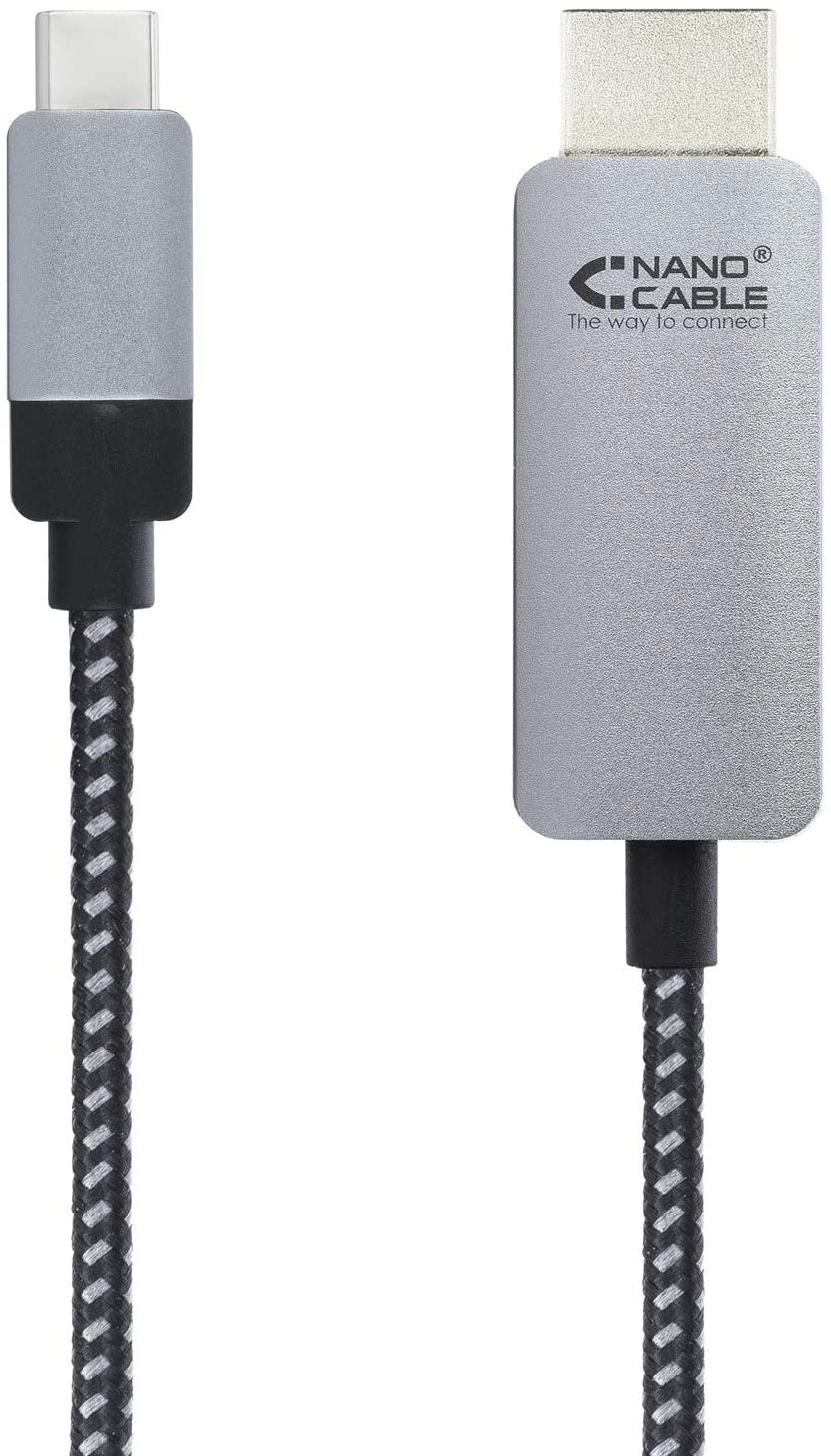 Câble Convertisseur USB-C Mâle vers HDMI Mâle 1.80m - Couleur Noir/Argent