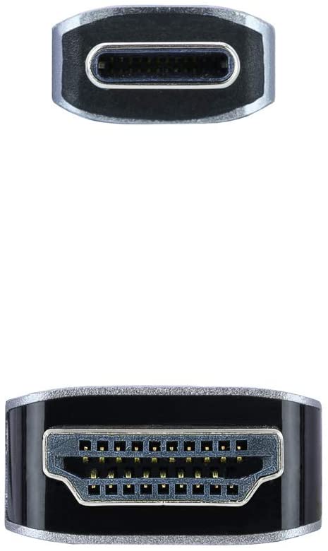 Câble Convertisseur USB-C Mâle vers HDMI Mâle 1.80m - Couleur Noir/Argent