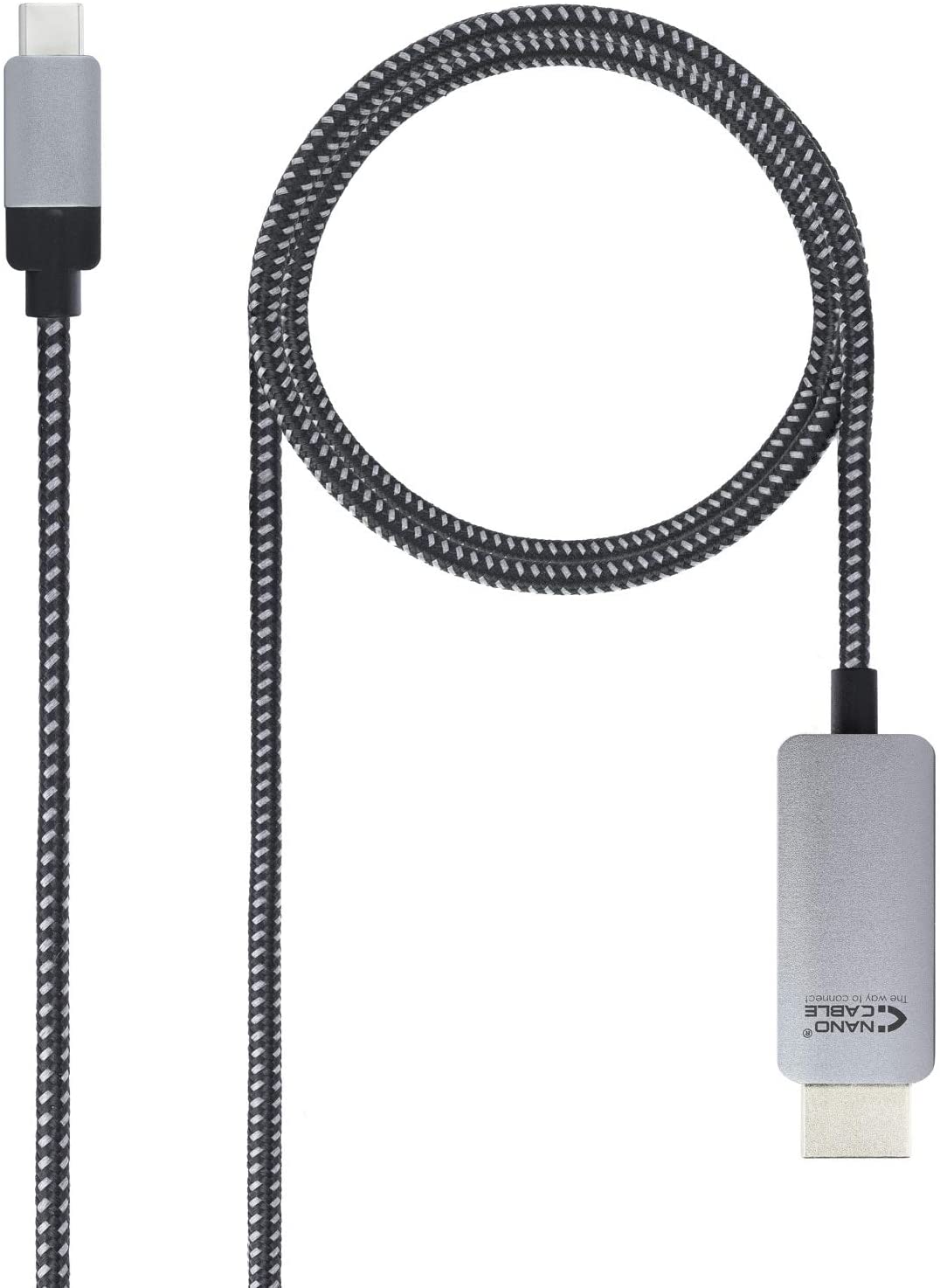 Câble Convertisseur USB-C Mâle vers HDMI Mâle 1.80m - Couleur Noir/Argent