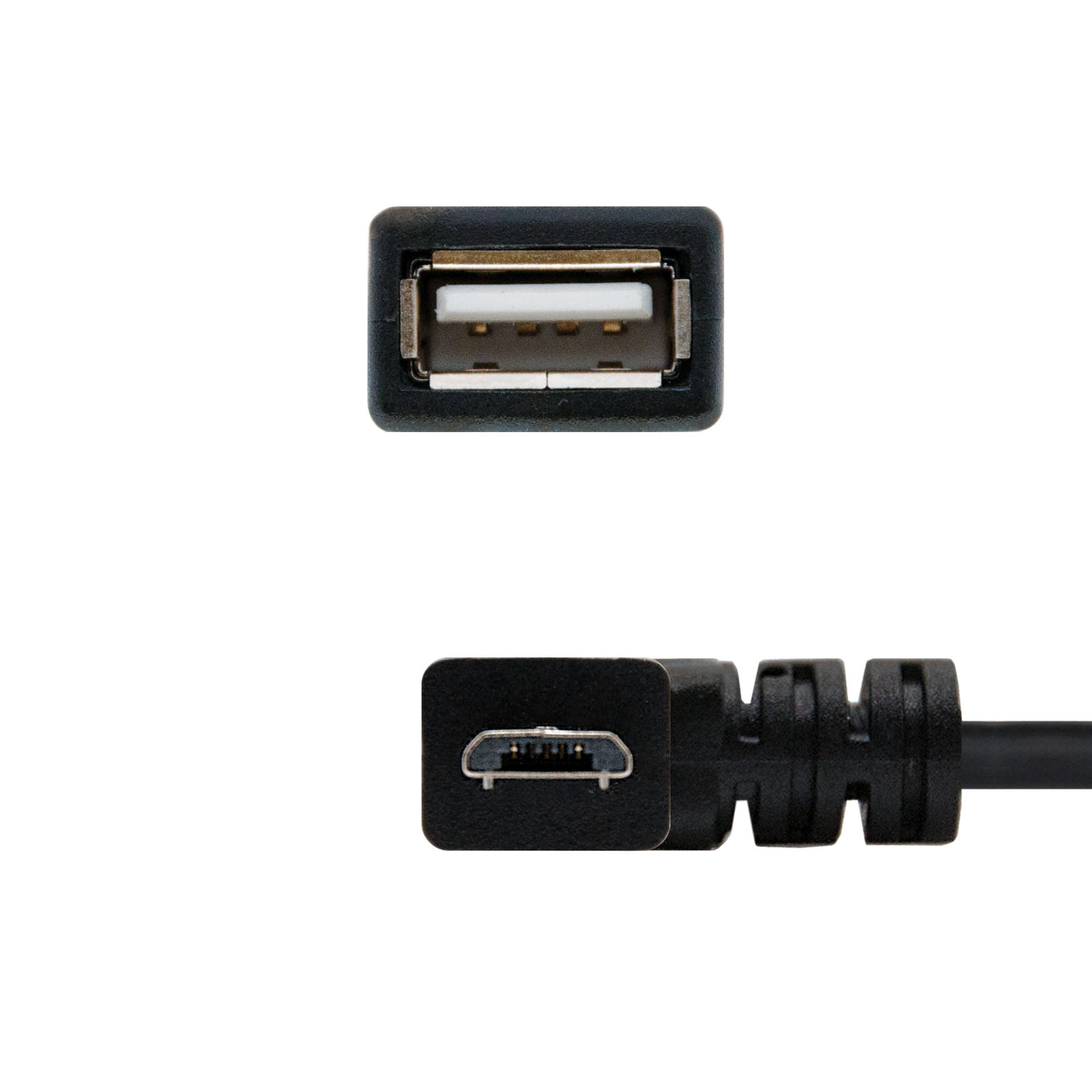 Nanocable Câble Micro USB 2.0 OTG Coudé Mâle vers USB-A Femelle 15cm