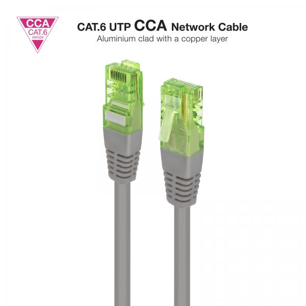 Nanocable Câble Réseau Patch Cord Cat.6 UTP AWG26 CCA - Longueur 1m - Couleur Gris