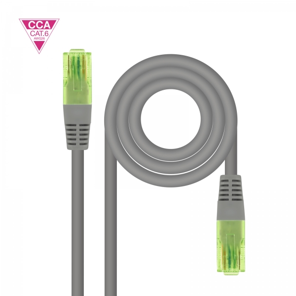 Nanocable Câble Réseau Patch Cord Cat.6 UTP AWG26 CCA - Longueur 3m - Couleur Gris