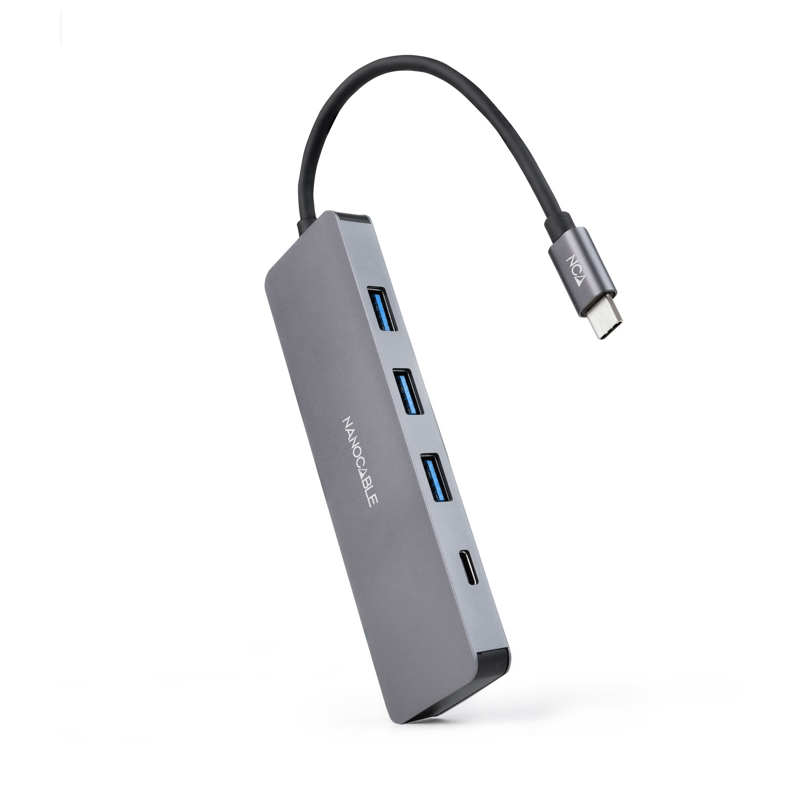 Nanocable Hub USB-C/MA 3xUSB3.0/H + 1xUSB-C/H - 10cm - Couleur Aluminium