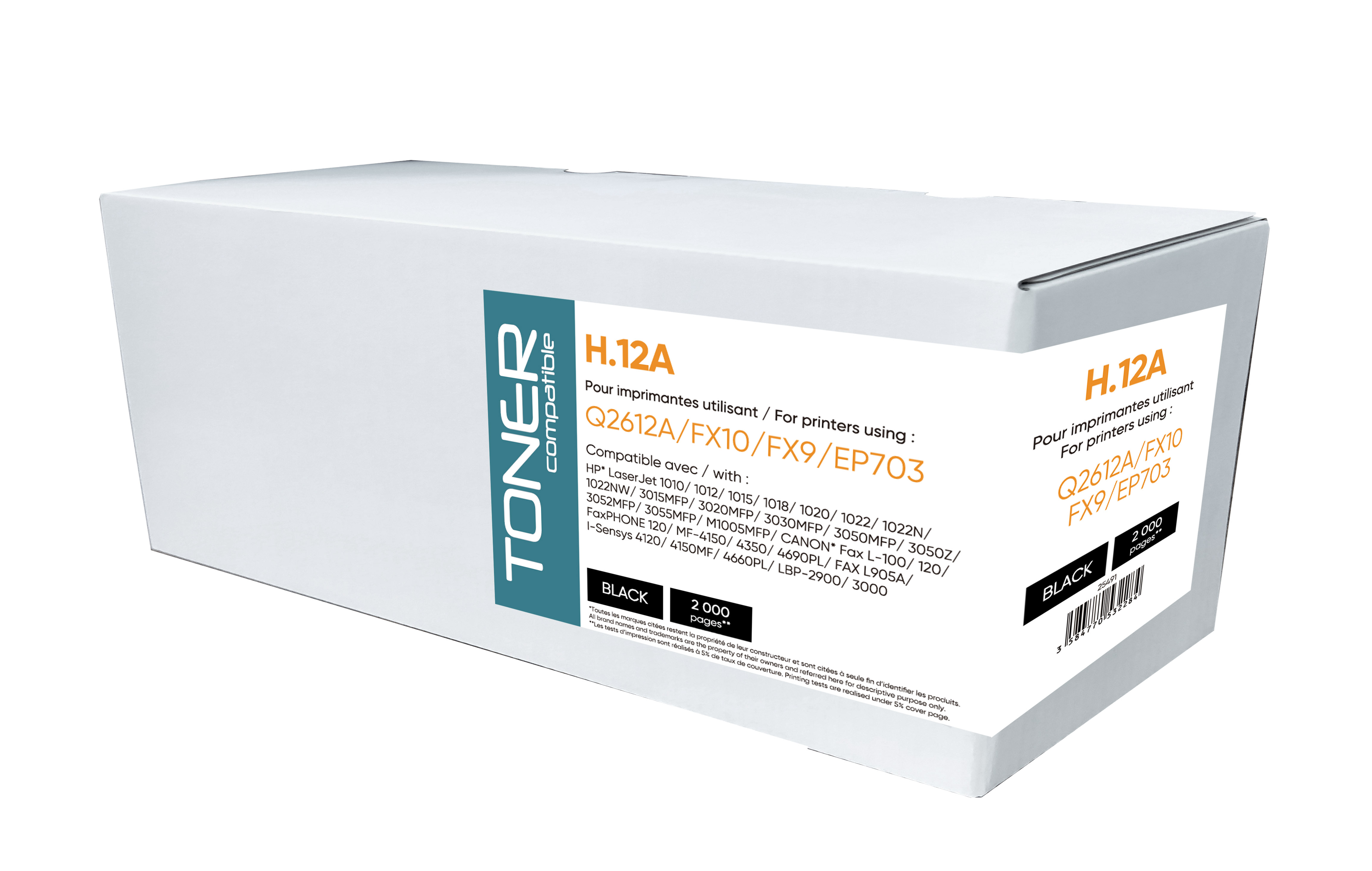 Toner compatible HP 12A noir