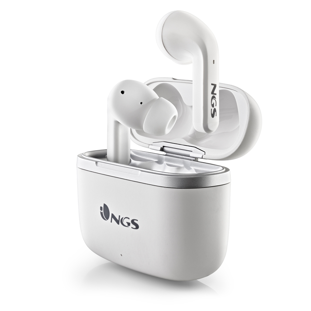 NGS Artica Crown White Écouteurs intra-auriculaires Bluetooth 5.1 TWS - Mains libres - Assistant vocal - Autonomie jusqu'à 8h - Base de chargement