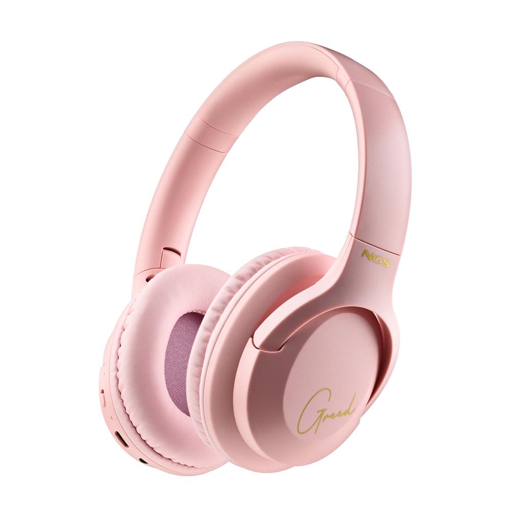 NGS Artica Greed Casque Bluetooth 5.1 avec Microphone - Bandeau Ajustable - Coussinets d'Oreilles Rembourrés - Autonomie jusqu'à 46h - Mains Libres - Couleur Rose