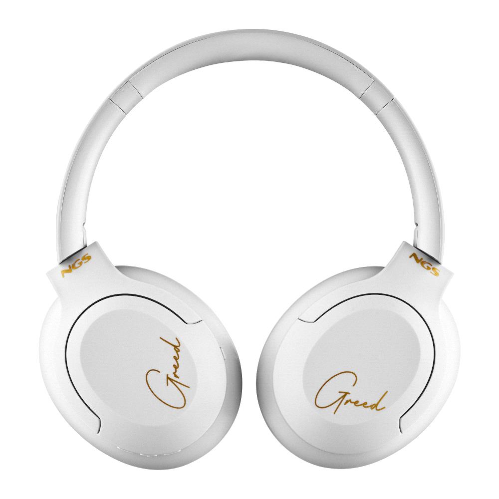 NGS Artica Greed Casque Bluetooth 5.1 avec Microphone - Bandeau Ajustable - Coussinets Rembourrés - Autonomie jusqu'à 46h - Mains Libres - Couleur Blanc