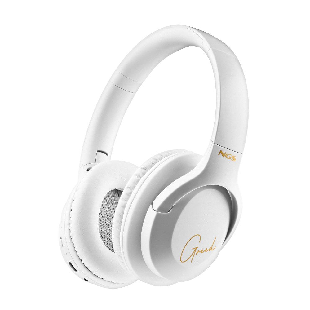 NGS Artica Greed Casque Bluetooth 5.1 avec Microphone - Bandeau Ajustable - Coussinets Rembourrés - Autonomie jusqu'à 46h - Mains Libres - Couleur Blanc