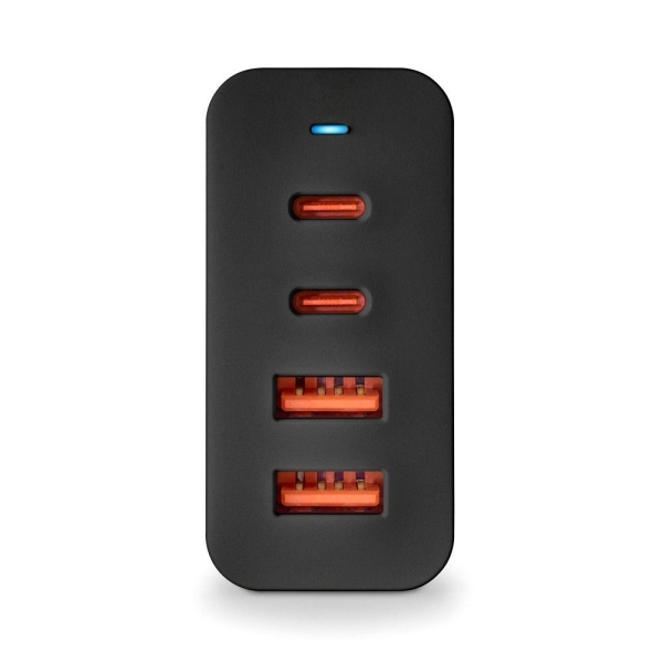NGS Bud 100W Chargeur Mural Universel 100W Ultrarapide - 2x USB-C PD & PPS, 2x USB-A QC 3.0 - Noir