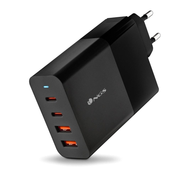 NGS Bud 100W Chargeur Mural Universel 100W Ultrarapide - 2x USB-C PD & PPS, 2x USB-A QC 3.0 - Noir