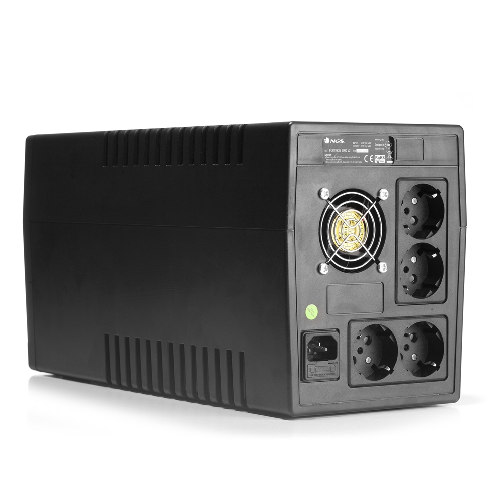 NGS Fortress 2000 V2 UPS 1500VA UPS 900W - Technologie Off Line - Fonction AVR - 4x Schukos - Protection contre les surcharges et les courts-circuits