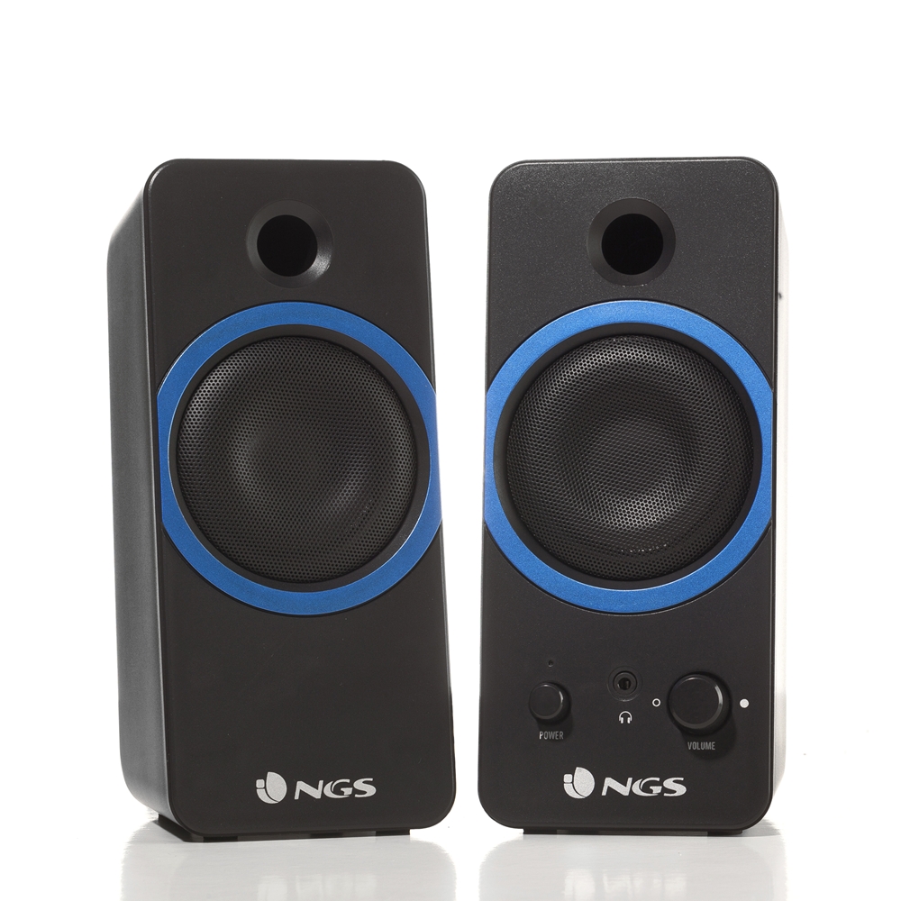 NGS GSX-200 Enceintes USB 2.0 20 W - Super Basses - Connexion Jack 3,5 mm - Commandes d'enceintes - Couleur Noir/Bleu