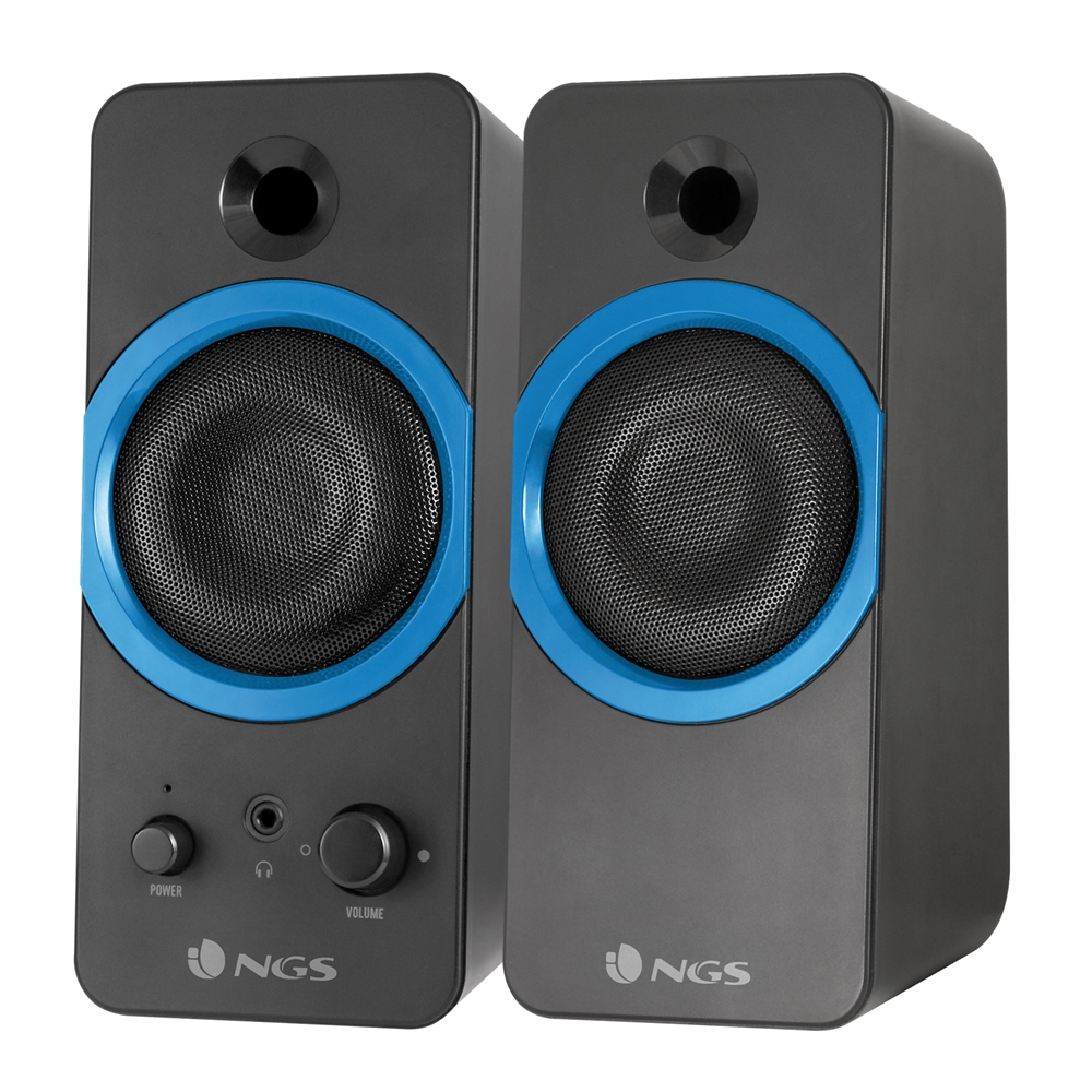 NGS GSX-200 Enceintes USB 2.0 20 W - Super Basses - Connexion Jack 3,5 mm - Commandes d'enceintes - Couleur Noir/Bleu