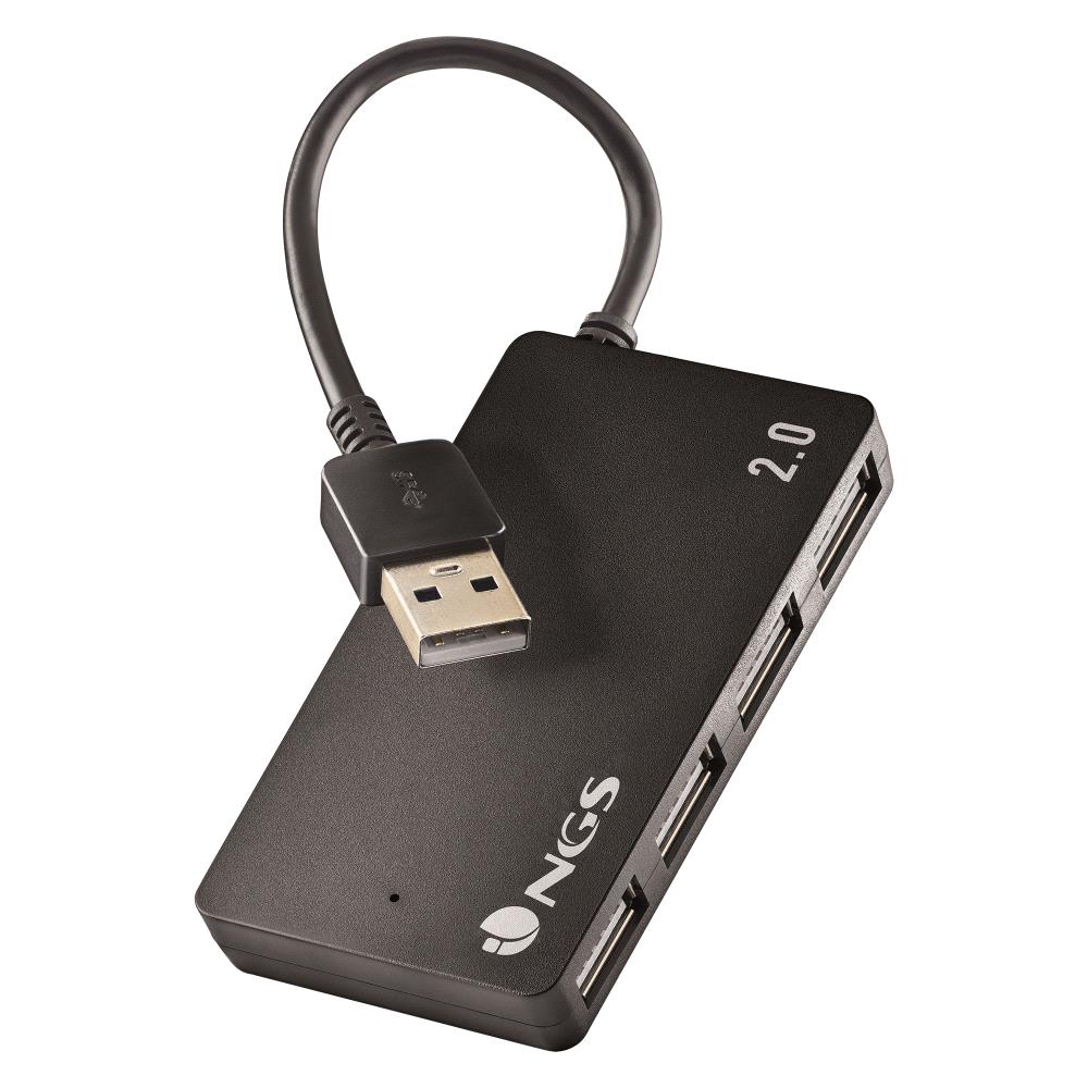 NGS Ihub4 Tiny USB 2.0 Hub - 4 ports USB 2.0 - Vitesse jusqu'à 480 Mbps