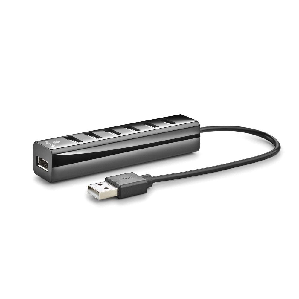 NGS Ihub7 Tiny USB 2.0 Hub - 7 ports USB 2.0 - Adaptateur secteur - Vitesse jusqu'à 480 Mbps