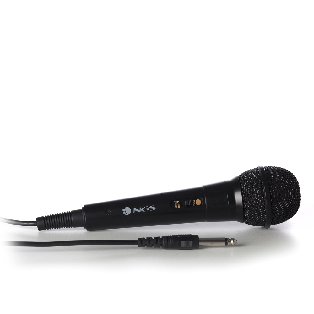 NGS Singer Fire Microphone - Bouton Marche/Arrêt - Jack 6,3 mm - Câble de 3 m - Couleur Noir