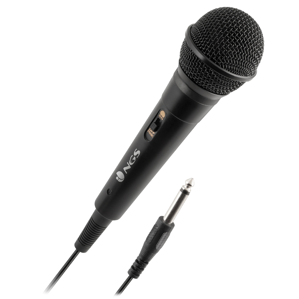 NGS Singer Fire Microphone - Bouton Marche/Arrêt - Jack 6,3 mm - Câble de 3 m - Couleur Noir