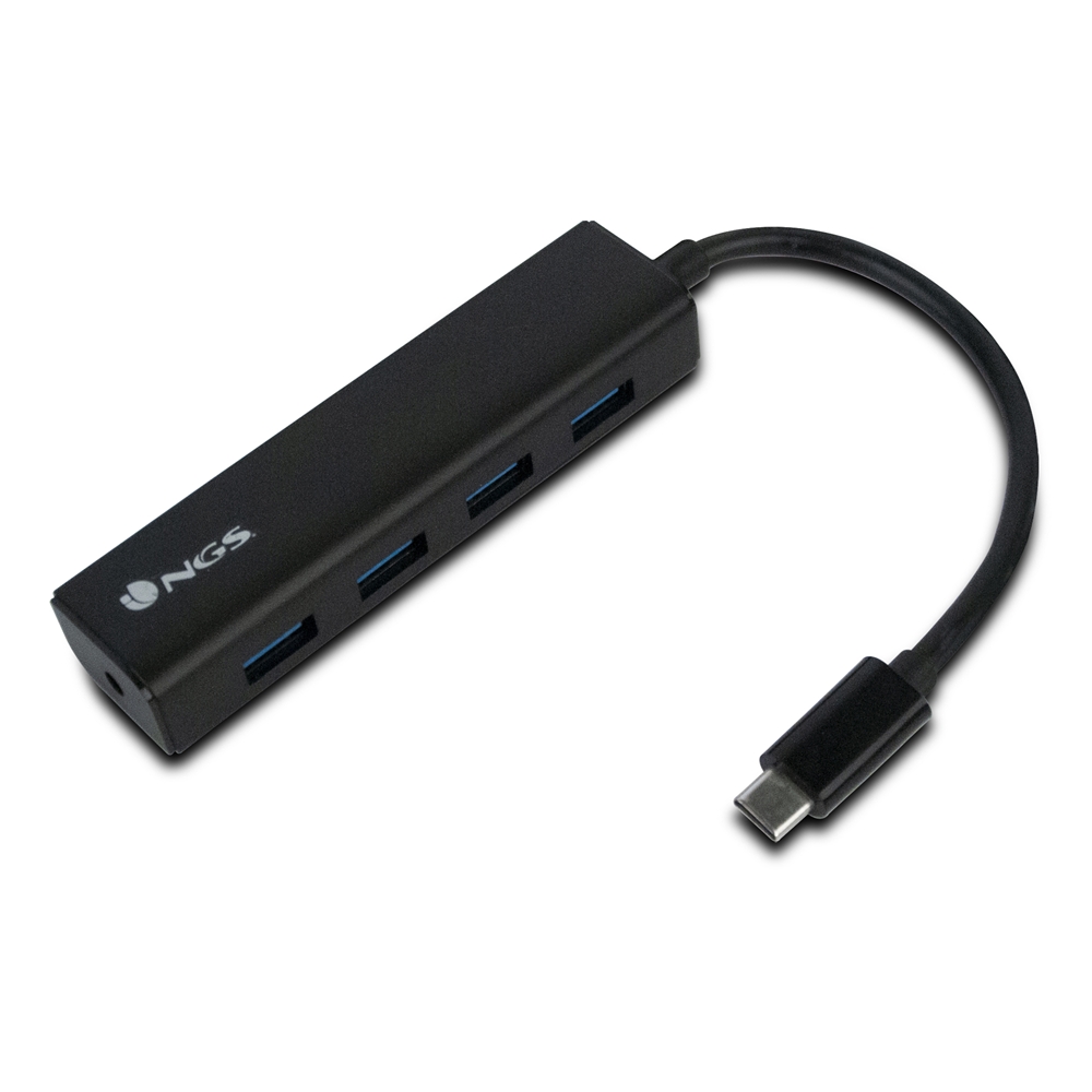 NGS Wonder Hub USB-C - 4 Ports USB 3.0 - Vitesse de 480 Mbps à 5 Gbps - Couleur Noir