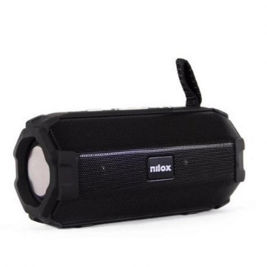 Nilox Enceinte Bluetooth Portable 6W - USB - Entrée Jack 3.5mm - Lampe de Poche - 12000mAh - Couleur Noire