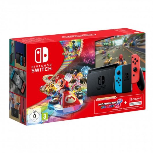 Nintendo Switch Blue Neon/Red + Super Mario Kart 8 Digital + Abonnement 3 mois Nintendo Switch