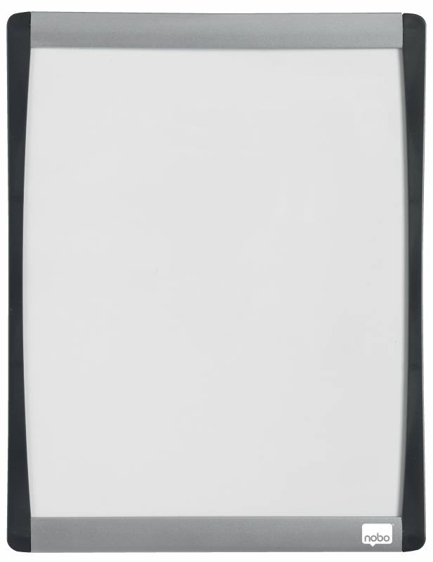 Nobo Mini Tableau Magnétique avec Cadre Arqué 215x280 - Design Argenté et Noir Élégant - Pastilles Adhésives et Aimants Inclus - Blanc