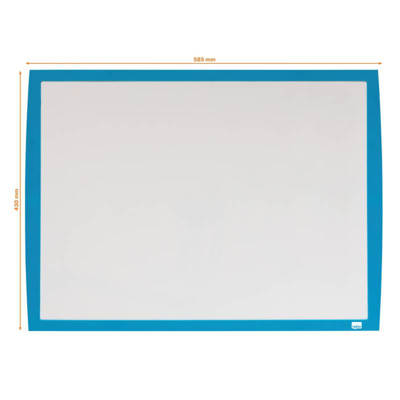 Nobo Petit Tableau Blanc Magnétique 585x430 - Cadre aux Couleurs Vives - Accessoires de Tableau Blanc Assortis - Bleu