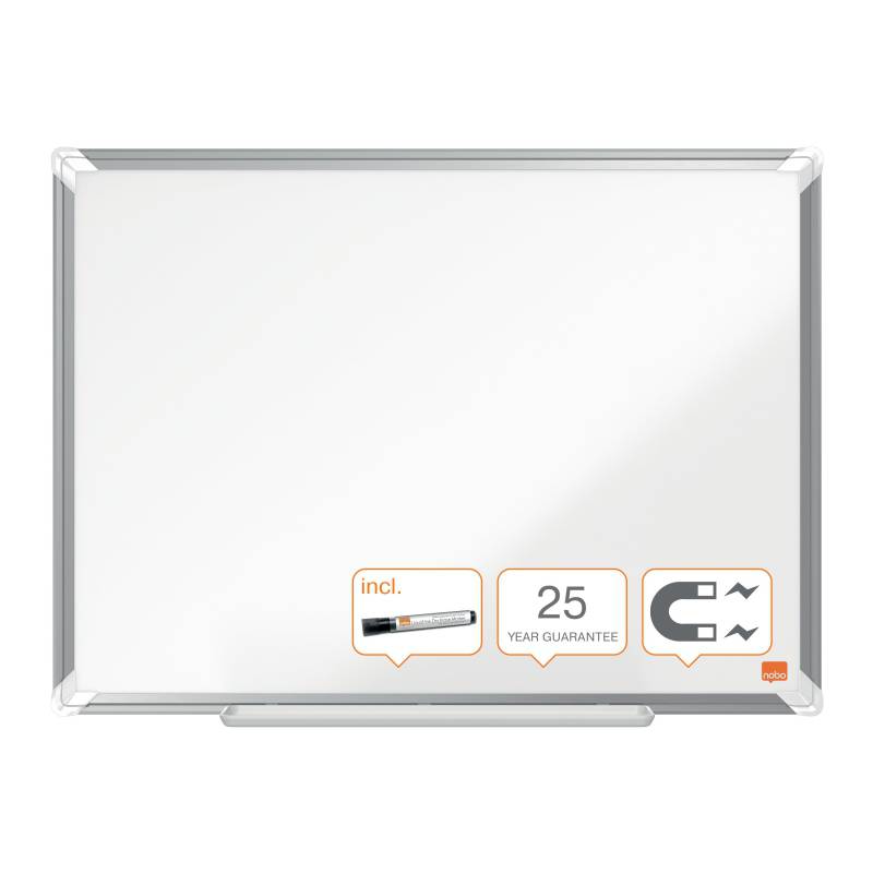Nobo Premium Plus Tableau Blanc Magnétique en Acier Émaillé 600x450mm - Montage en Angle - Surface Effaçable par le Haut - Couleur Blanc