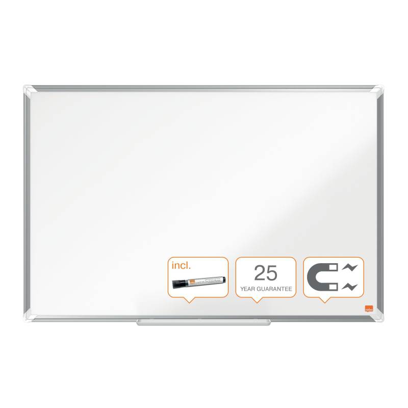 Nobo Premium Plus Tableau Blanc Magnétique en Acier Émaillé 900x600mm - Montage en Angle - Surface Effaçable par le Haut - Couleur Blanc