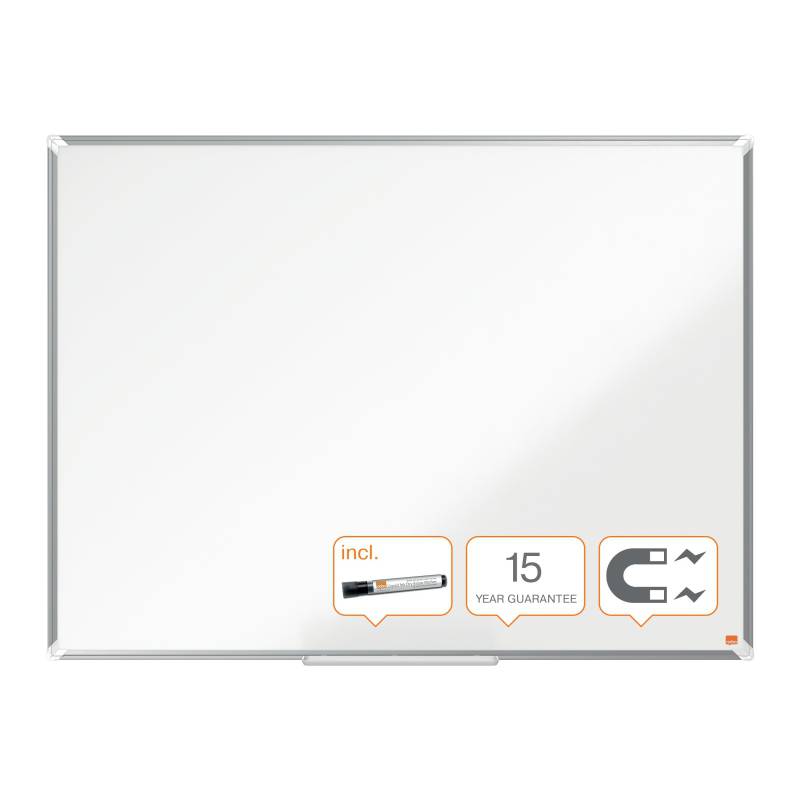 Nobo Premium Plus Tableau Blanc Magnétique en Acier Laqué 1200x900mm - Montage en Angle - Surface Effaçable Facile - Couleur Blanche