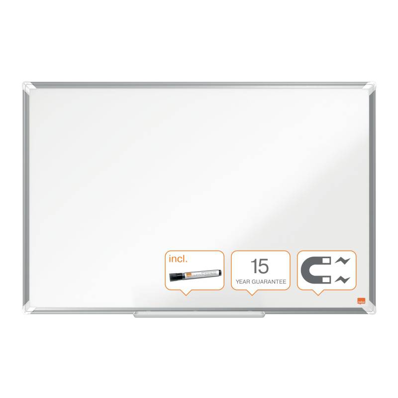 Nobo Premium Plus Tableau Blanc Magnétique en Acier Laqué 900x600mm - Montage en Angle - Surface Effaçable Facile - Couleur Blanche