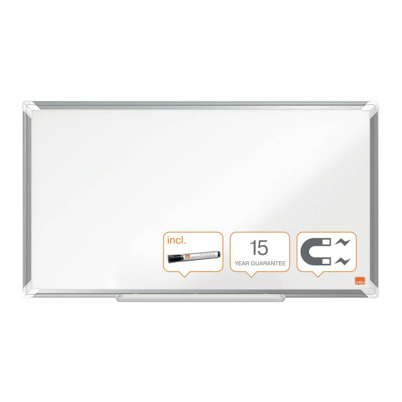 Nobo Premium Plus Tableau Blanc Magnétique Panoramique Acier Laqué 710x400mm - Montage en Angle - Blanc