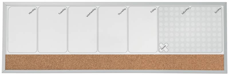 Nobo Small Magnetic Board Weekly Planner 585x190mm - Cork Strip - Adhésifs et Aimants - Gris