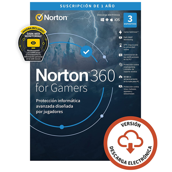 Norton 360 pour Gamers 50 Go Antivirus - 1 Utilisateur - 3 Appareils - 1 An