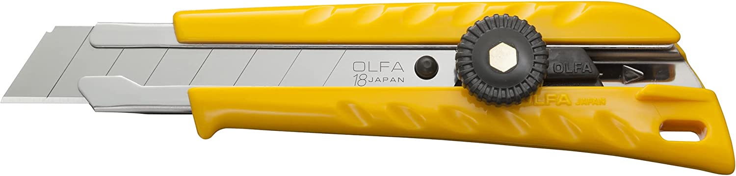 Olfa L-1 Cutter avec verrouillage à cliquet - Manche en plastique - Canal en acier inoxydable
