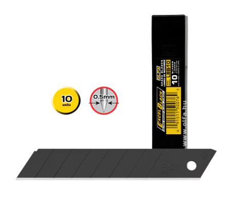 Olfa Pack de 10 Lames de Rechange Noires pour Cutters Olfa - 8 Segments - Largeur 18mm