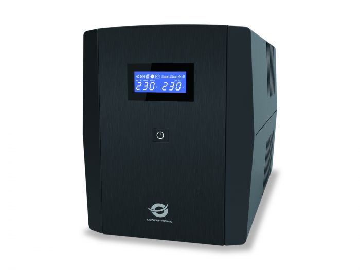 Onduleur IEC Conceptronic Zeus 2200VA 1320W - AVR intégré - 6x IEC C13, 2x RJ-45 et 1x USB