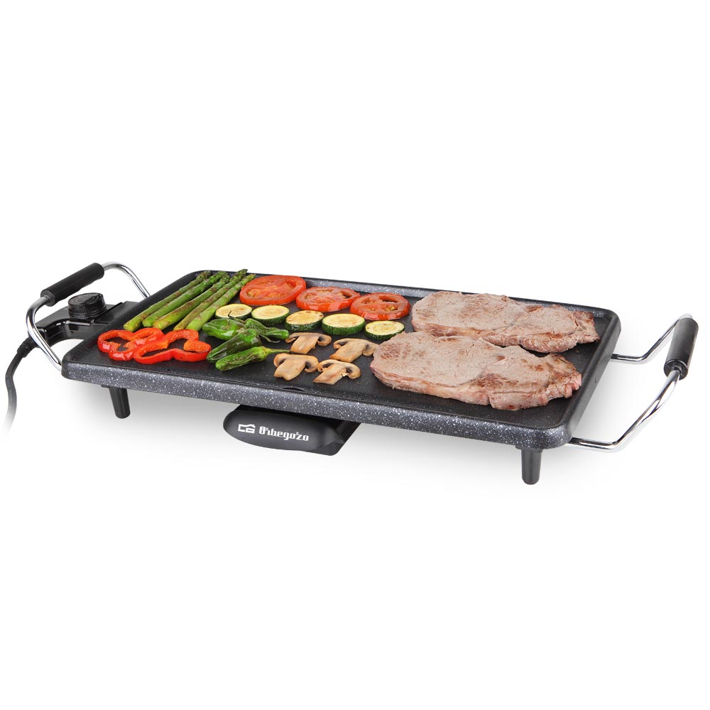 Orbegozo AS 4500 Grill en céramique - Des rôtis plus exquis dans leur propre jus - Surface antiadhésive - Récipient collecteur de graisse - Nettoyage facile - Puissance 2000 W